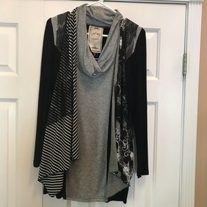 Black, grey and white tunic size small